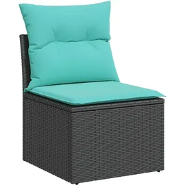 vidaXL Gartensofa-Set mit Kissen, schwarzes Polyrattan