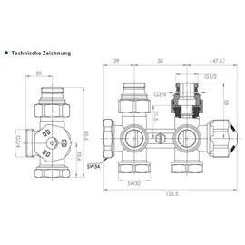 Feuer-Anker Badheizkörper 400 x 1200 mm weiß Mittelventil