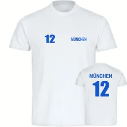 multifanshop Herren T-Shirt - München blau - Trikot Nummer 12 - Druck blau - Männer