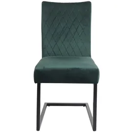 Mendler 2er-Set Freischwinger HWC-L15, Besucherstuhl Konferenzstuhl Stuhl, Samt Stahl pulverbeschichtet ~ grün