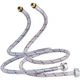 Crea Armierter Schlauch, 70 Cm Lang, G 3/8" Dn6 Anschlussschläuche für Wasserhahn, Kompressionsgewinde, Flexibler Wasserschlauch, 2 Stück (1 Paar)