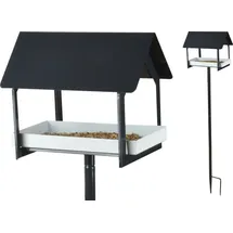 Esschert Design Futterhaus, auf Stab, anthrazit/ weiß; FB408 Vogelhäuschen