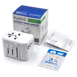ewent Universal-Reiseadapter 4-fach Weiß 1 St.