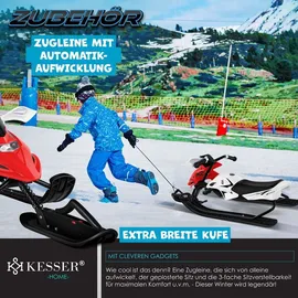 Kesser KESSER® Lenkschlitten mit 2 Fußbremsen Automatisches Zugseil Federung Kufenlenkung Bob Kinderschlitten Rodel Schlitten Skiboblenkschlitten