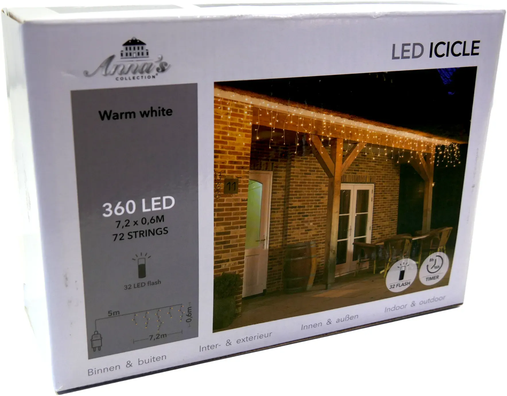 Lichtervorhang Flash 7,2x0,6m 10x36L 360LED 5m Zuleitung transparent  - outdoor ww