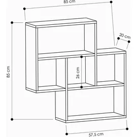 dema home Wandregal Maybe 85 x 20 x 85 cm Braun