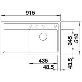 Blanco Zenar 5 S rechts Einbau von Oben softweiß Handbetätigung 915 x 510 mm