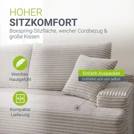Juskys Sofa Coredo Links Cord Taupe