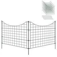 Froadp Teichzaun Steckzaun 11tlg Set Metall Hundezaun Gartenzaun Gitterzaun Zaun zum Stecken für Garten 5 Zaunelemente und 6 Befestigungsstäben UV-Beständigkeit Freigehege für Hunde (Unterbogen)