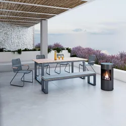 Gartengarnitur Helen Grau Metall/Polywood/Olefin
