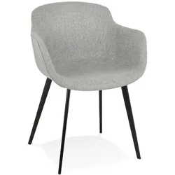 Kadima Design Polsterstuhl Mid-Century Vintage Look | 59x54x80cm | Armlehnen | Esszimmer & Homeoffice | Grau
