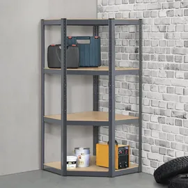 Juskys Eckregal Metall 160 x 75 x 40-75 cm Grau