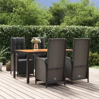 Festnight Gartenmöbel Set 4 Stühle mit Tisch Verstellbar Rattan Gartenmöbel Set 4 Personen Sitzgruppe Outdoor mit Hochlehner Terrassenmöbel Außen Garten Essgruppe Gartentisch mit Stühlen Set