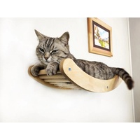 RshPets® Katzentreppe Wand Welle - Holzregal für Katzen - Kletterwand Katzen Set - Wandmontierte Katzenmöbel - Katzenbett - Hängematte für Katzen (Helle Farbe)