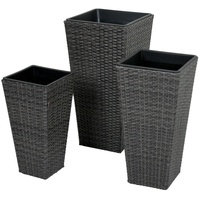 Garden Pleasure 3er Set Rattan Pflanzschale Blumentopf Pflanzschale Übertopf Kübel Blumenkübel