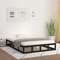 VidaXL Massivholzbett Schwarz 200x200 cm