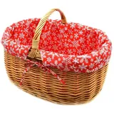 MyBer® Einkaufskorb Weidenkorb Korb geflochten 52/37/21(40)cm, Stabiler Tragekorb aus Weide braun mit Stoffeinlage braun