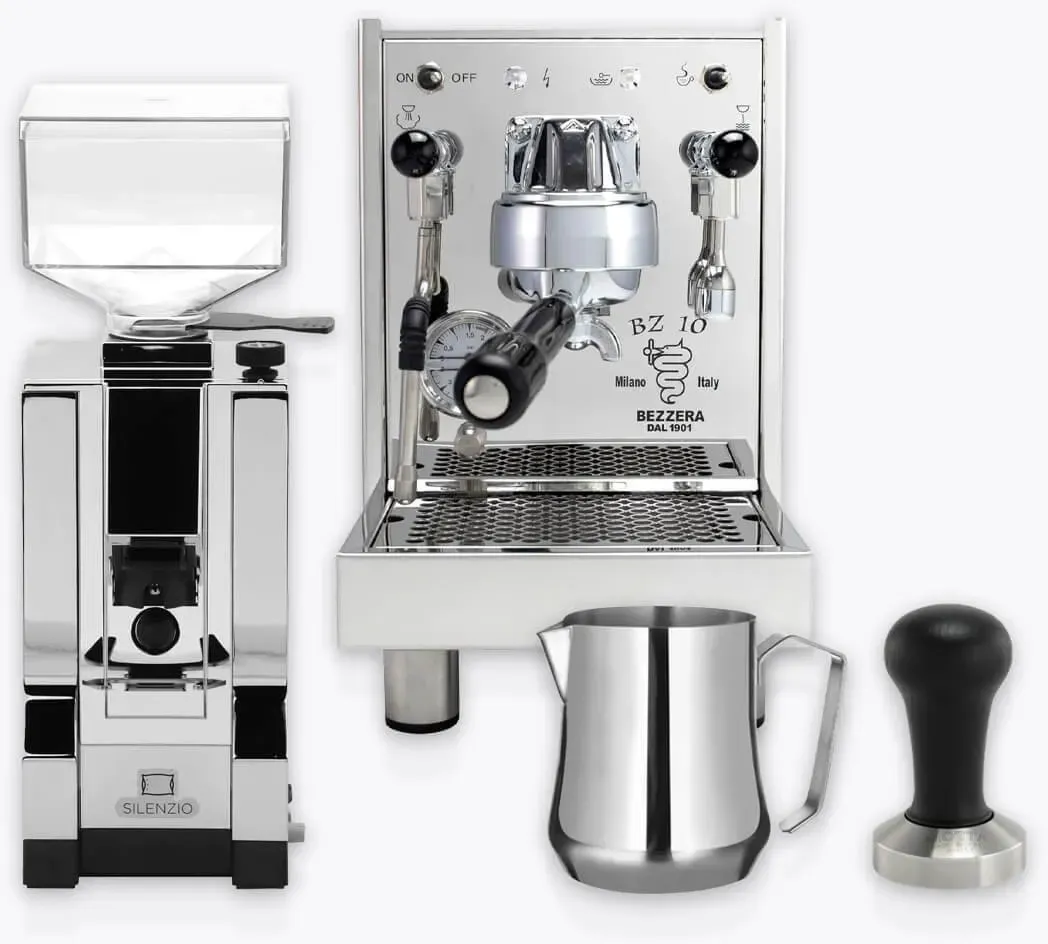 Bezzera BZ10S + Eureka Mignon Silenzio 16CR,Chrom im Barista Set