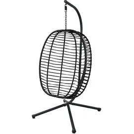 Svita BELLY Hängesessel mit Gestell klappbar Hängestuhl Hängesitz Hängekorb Schwarz