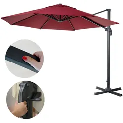 Gastronomie-Ampelschirm MCW-A96, Sonnenschirm, rund Ø 4m Polyester/Alu 27kg ~ bordeaux ohne Ständer