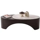 JVmoebel Halbrunder Couchtisch Braun Holz 55 x 38 cm