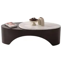 JVmoebel Halbrunder Couchtisch Braun Holz 55 x 38 cm