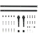 vidaXL Schiebetürbeschlag-Set 183 cm Stahl Schwarz