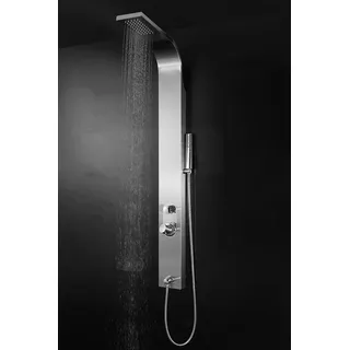 Marwell Care Chrom Duschsäule aus gebürsteten Edelstahl 150x15 cm Duschset mit 2 verschiedene Duschfunktionen Regendusche und Handbrause