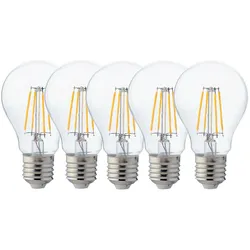 V-Tac 5x 8W E27 Filament LED Leuchtmittel Birne Lampe A60 Form Warmweiß