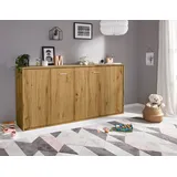 Priess Schrankbett PRIESS "Oregon", braun (eiche artisan), H:102cm, Schrankbetten, wahlweise mit LED-Beleuchtung