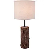 just light. Tischleuchte Beistelllampe Tischlampe Schlafzimmerlampe Holzdekor Stoff H 58 cm
