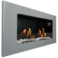 Kaminbau Mierzwa Echtfeuer-Dekokamin Aurora (Luxus Royal, Brenngel & Bio-Ethanol Kamin inkl. 2 regulierbare Edelstahl Brenner), Farbwahl, Gelkamin, Ethanolkamin, Kaminofen, Wandkamin silberfarben