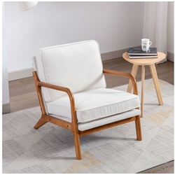 Ulife Sessel Modern mit Holzbeine, Armlehnen (1-St), 65×80×76cm beige|weiß