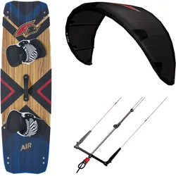 F2 Set Kite Ride V5 5qm | Kiteboard Air Wood 137cm | Control Bar 46cm SCHWARZ 5m2