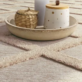 Paco Home Teppich Wohnzimmer Schlafzimmer Kurzflor, Uni Farben, 3D-Design, Rauten Muster, Hoch-Tief Effekt