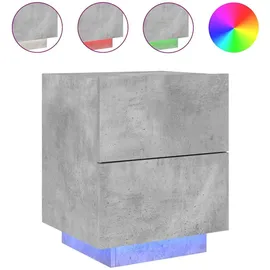 vidaXL Nachttische mit LED-Leuchten 2 Stk. Betongrau Holzwerkstoff