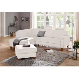 Home Affaire Ecksofa HOME AFFAIRE "Alta L-Form", beige (linen), B:250cm H:89cm T:201cm, Struktur ( 100% Polyester);Struktur fein ( 100% Polyester);Luxus-Microfaser ALTARA NUBUCK (100% Polyester), Sofas, Ecksofa, mit Federkern und Kontrastnaht, Füße Buche eichefarben