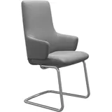 Polsterstuhl STRESSLESS "Laurel", grau (wild dove batick, chrom matt), B:58cm H:105cm T:60cm, Leder BATICK: BATICK ist ein leicht korrigiertes, durchgefärbtes und genarbtes Möbelleder, bei dem die meisten Unebenheiten und Spuren in der Regel entfernt wurden., Stühle, Polsterstuhl, High Back mit Armlehne, Größe L, mit Beinen aus Stahl in Chrom matt