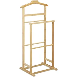 Relaxdays Herrendiener, Stummer Diener Bambus, Damen & Herren, Kleiderablage Schlafzimmer, HBT: 98,5 x 47 x 36 cm, natur
