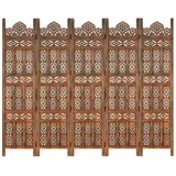 vidaXL 5-tlg. Raumteiler Handgeschnitzt Braun 200×165 cm Mangoholz