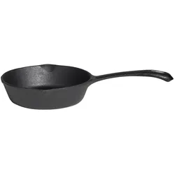 Gusspfanne mit Stiel Grillpfanne Gusseisen Feuerpfanne D: 16cm Servierpfanne