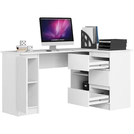 akord furniture factory AKORD B20 rechts Weiß mit 4 Ablagen B155 x H77 x T85 cm - Weiß