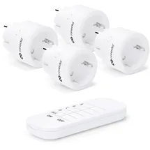 conecto Funk-Steckdosen-Set: 4x Funksteckdose und 1x Fernbedienung, Innenbereich, 2300 Watt, kompaktes Design, weiß