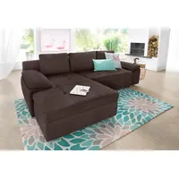 Ecksofa SIT & MORE "Labene L-Form", braun (dunkelbraun), B:270cm H:82cm T:90cm, Struktur fein (95% Polyester, 5% Polyamid), Luxus-Microfaser ALTARA NUBUCK (100% Polyester), Kunstleder SOFTLUX / Struktur (100% Polyester), Struktur (100% Polyester), Flachgewebe (95% Polyester, 5% Polyamid), Sofas, wahlweise mit Bettfunktion und Bettkasten, auch als XXL-Variante