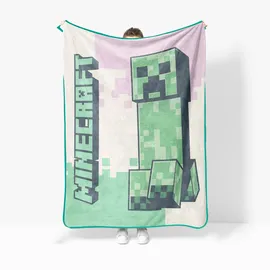 Minecraft Creeper Bettüberwurf 130 x 150 cm Grün/Rosa