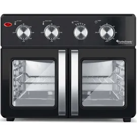 TurboTronic digitaler Heißluftofen - XXL 32 Liter mit Drehspieß für Hähnchen 4in1 Mini Backofen & Power Heißluftfritteuse Airfryer ab 80°C