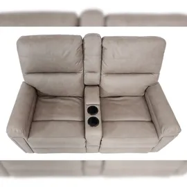 Mendler 2er Kinosessel HWC-K17, Relaxsessel Fernsehsessel Sofa, Nosagfederung Getränkehalter Fach ~ Stoff/Textil hellgrau