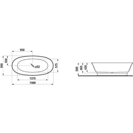 Laufen The New Classic freistehende Badewanne 90 x 190 cm (H2208520000001)
