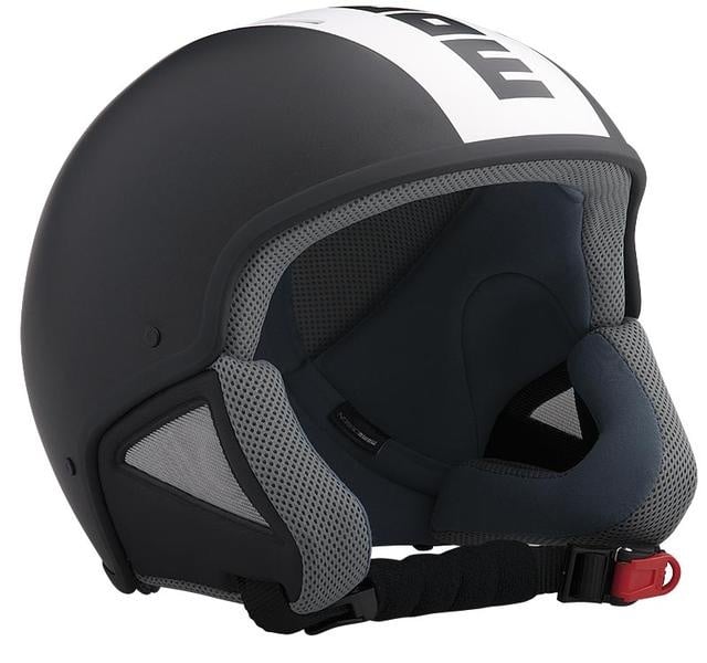 MOMO Razor Air Ski Black Frost/White Logo Black Skihelm, zwart-wit, 2XS Voorman