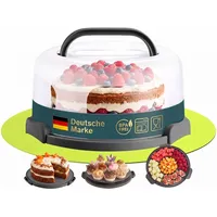 uandu home Kuchentransportbox Tortentransportbox mit Haube und Griff, Kuchenbehälter, Tortenbehälter, (Tortentransportbox mit Haube und Griff, BPA Frei Tortenbehälter), Dishwasher Safe schwarz